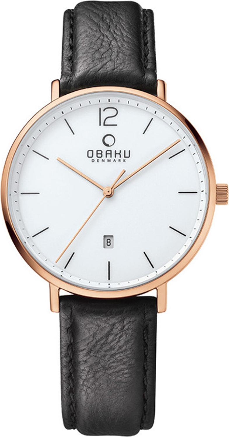 Obaku Uhr Herren Armbanduhr V181GDVWRB Lederarmband schwarz
