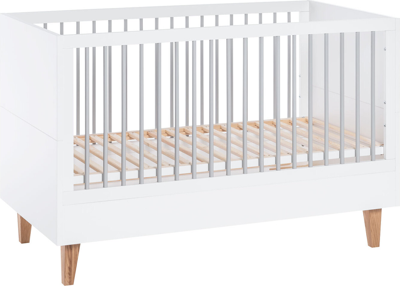 Steiner Shopping Babybett / Gitterbett Syrina 02, Farbe: Weiß / Grau - Liegefläche: 70 x 140 cm (B x L)