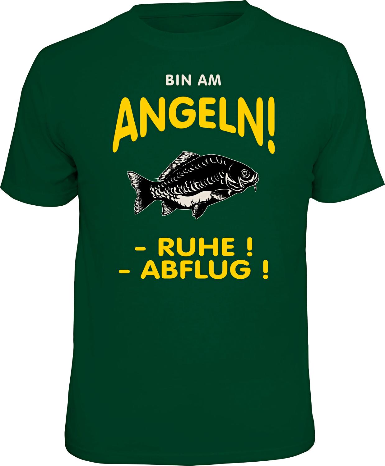 Rahmenlos Herren T-Shirt Bin am Angeln - Ruhe! Abflug!" Größe M" 4417