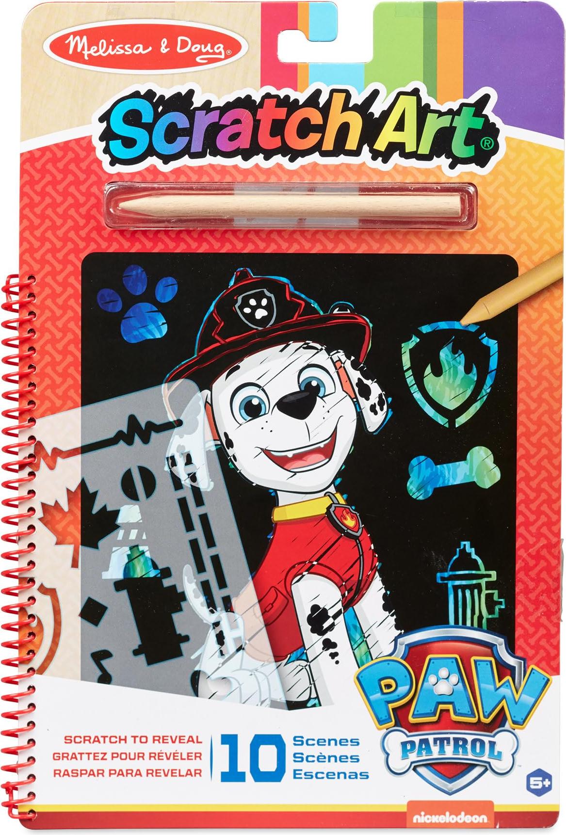Melissa & Doug PAW Patrol Scratch Art Block - Marshall Aktivittenblock zum Enthllen von Farben fr unterwegs (10 Bilder). 33261