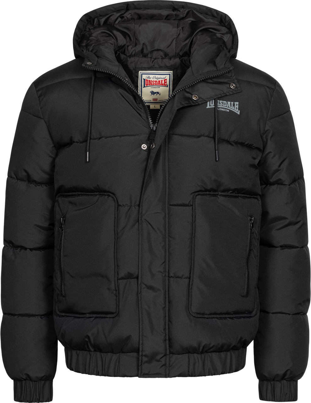 Herren Winterjacke mit Kapuze normale Passform DOLLAGH Black/Grey L Lonsdale 117301
