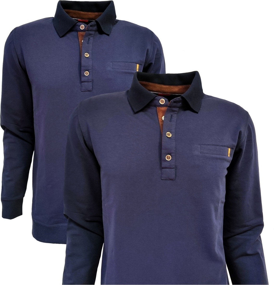 anagre Polo Shirt Langarm Baumwolle Herrenpolo Männerpolo Blau L 19794