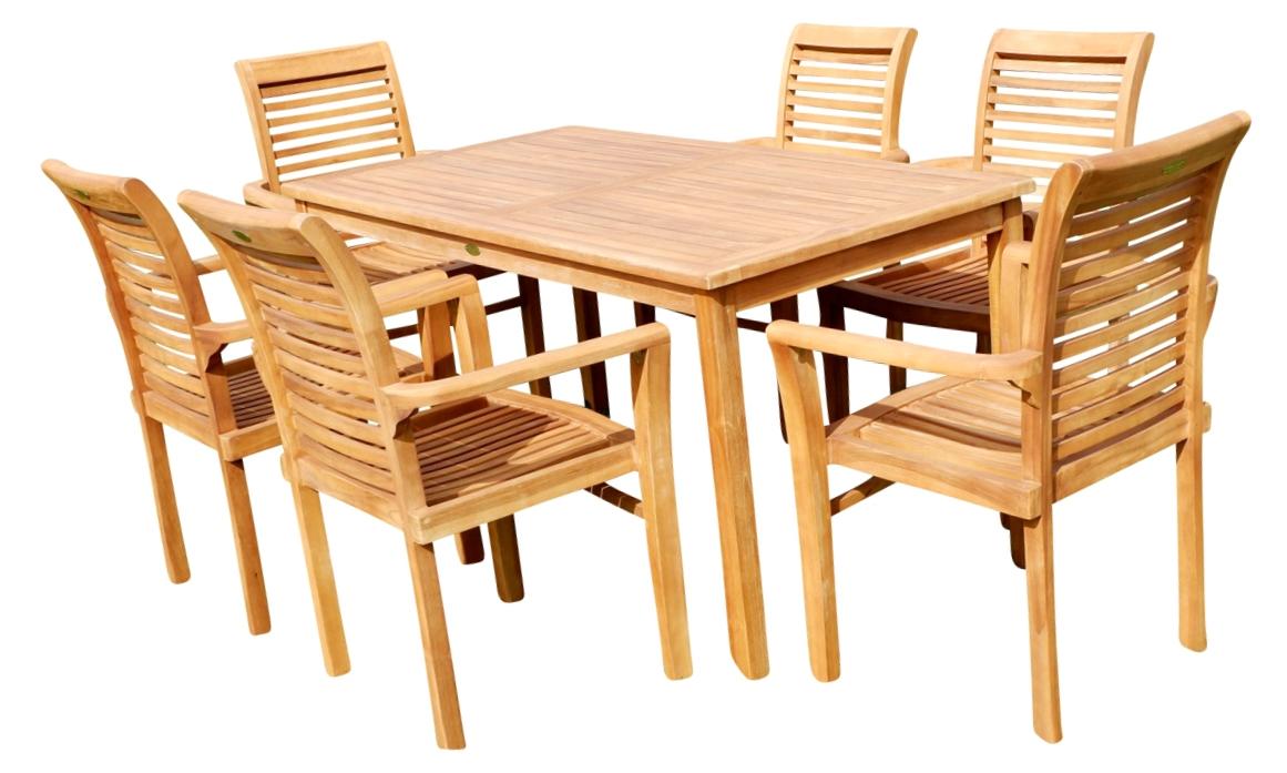 ak tronic TEAK SET: Gartengarnitur Alpen Tisch 150x80 + 6 Alpen Sessel Serie JAV von AS-S ALPEN150+6ALPEN