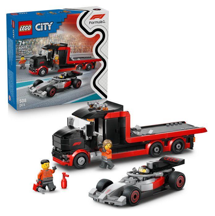 LEGO City 60493 F1 Rennwagen-LKW mit Audi F1 Rennwagen, Spielzeug ab 7 Jahren, mit 3 Minifiguren (Fahrer, 2 Mechaniker)