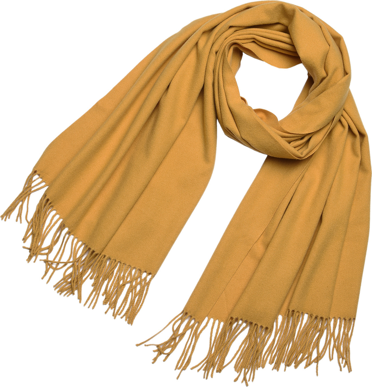 DonDon Damen Winter-Schal groß und flauschig 200 x 70 cm - Ocker-gelb DO-SCH010