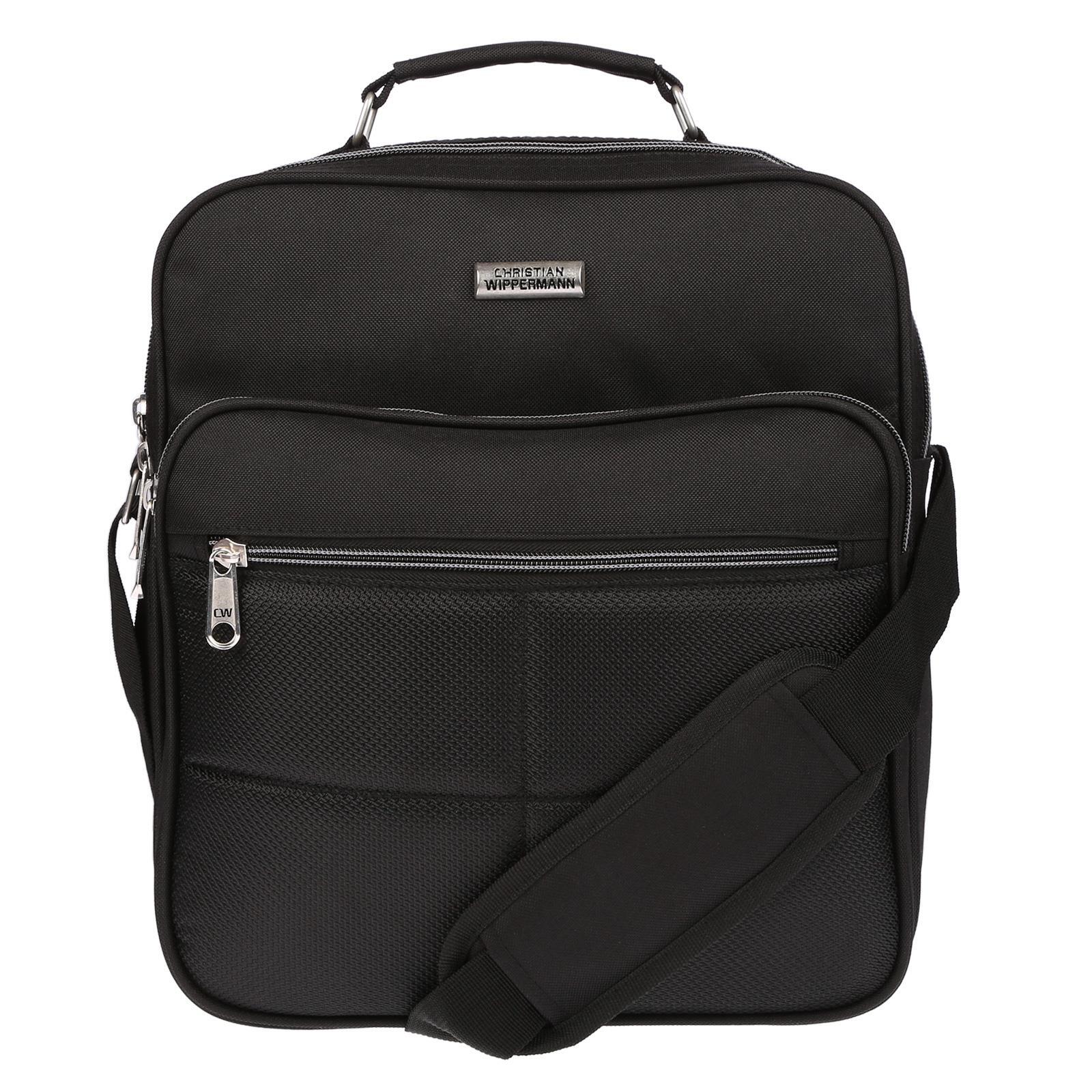 Christian Wippermann Herren Tasche Flugbegleiter Arbeitstasche Messenger Bag Tasche Schwarz Bordcase
