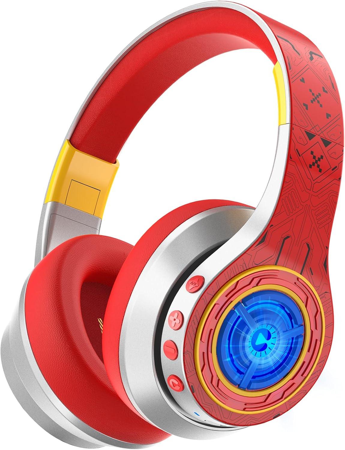 iclever Noise Cancelling Kopfhörer Kinder, LED-Beleuchtung, Bluetooth 6.0, Type-C-Schnellaufladung, 80dBA Lautstärke, 47 Stunden Spielzeit, Kopfhörer Kinder