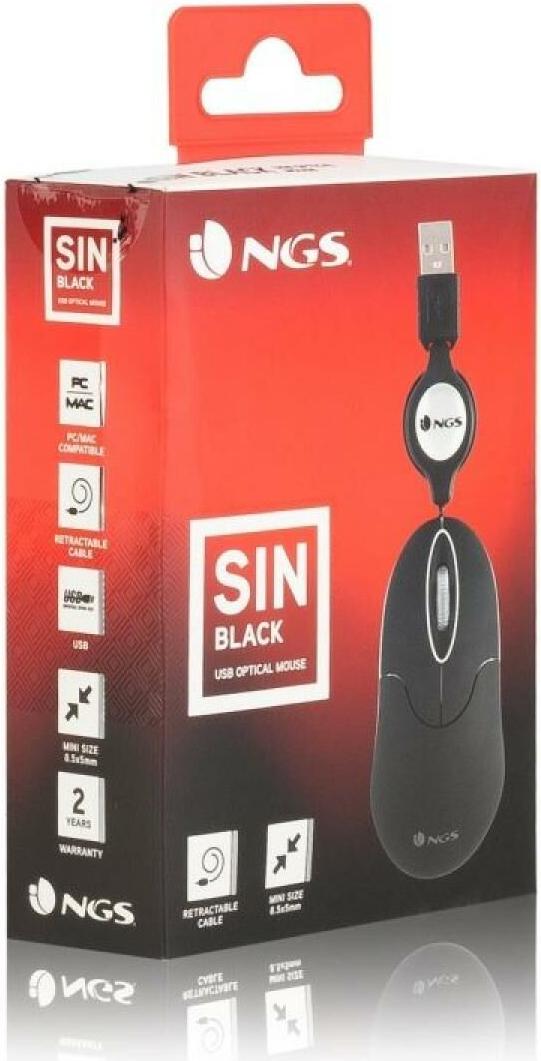 Zurückziehbare Maus NGS SINBLACK Schwarz M0800616