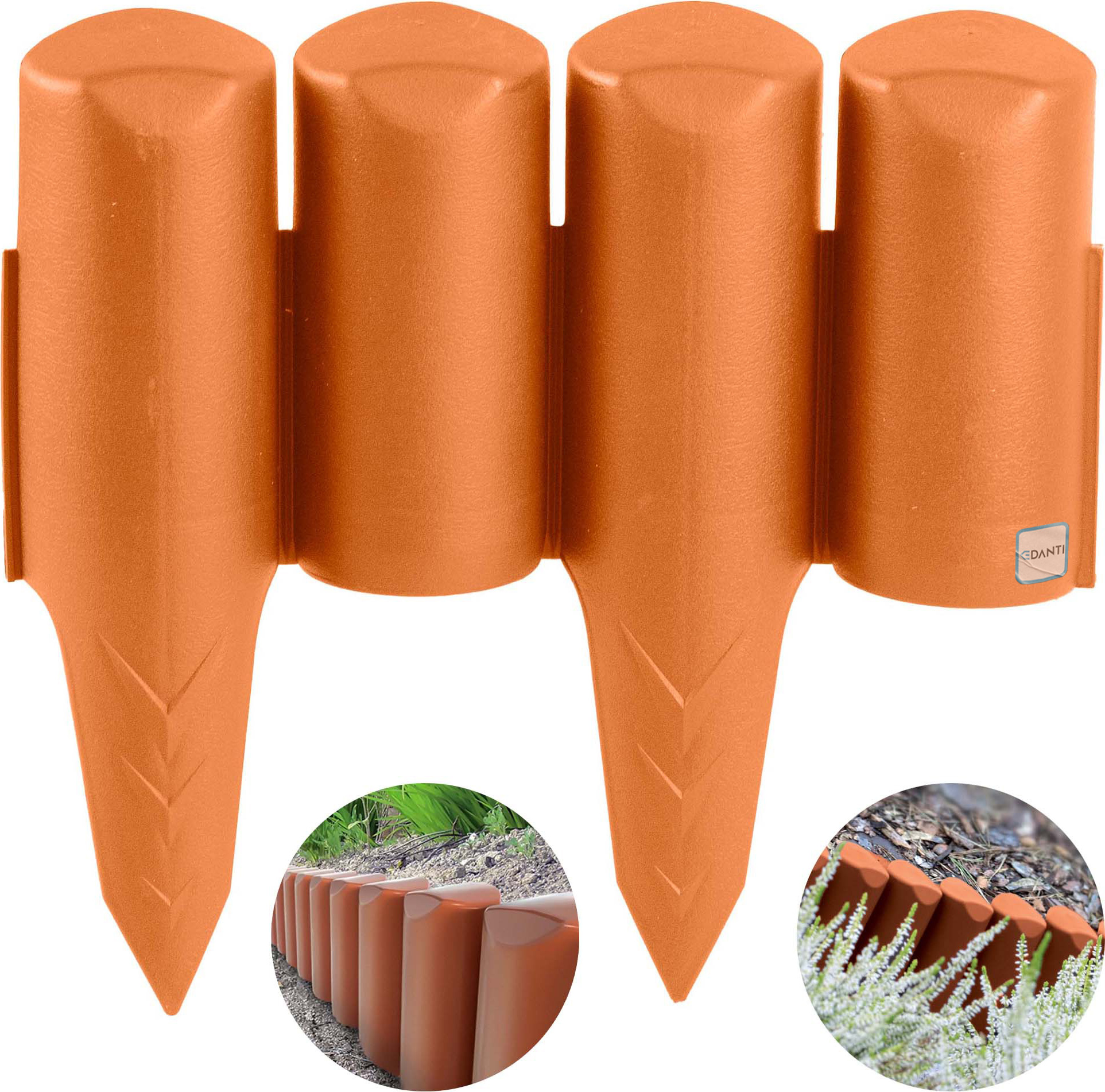 EDANTI Gartenpalisade Rasenkante 2.5 m Palisaden Beetumrandung Beetbegrenzung Ziegelfarbe