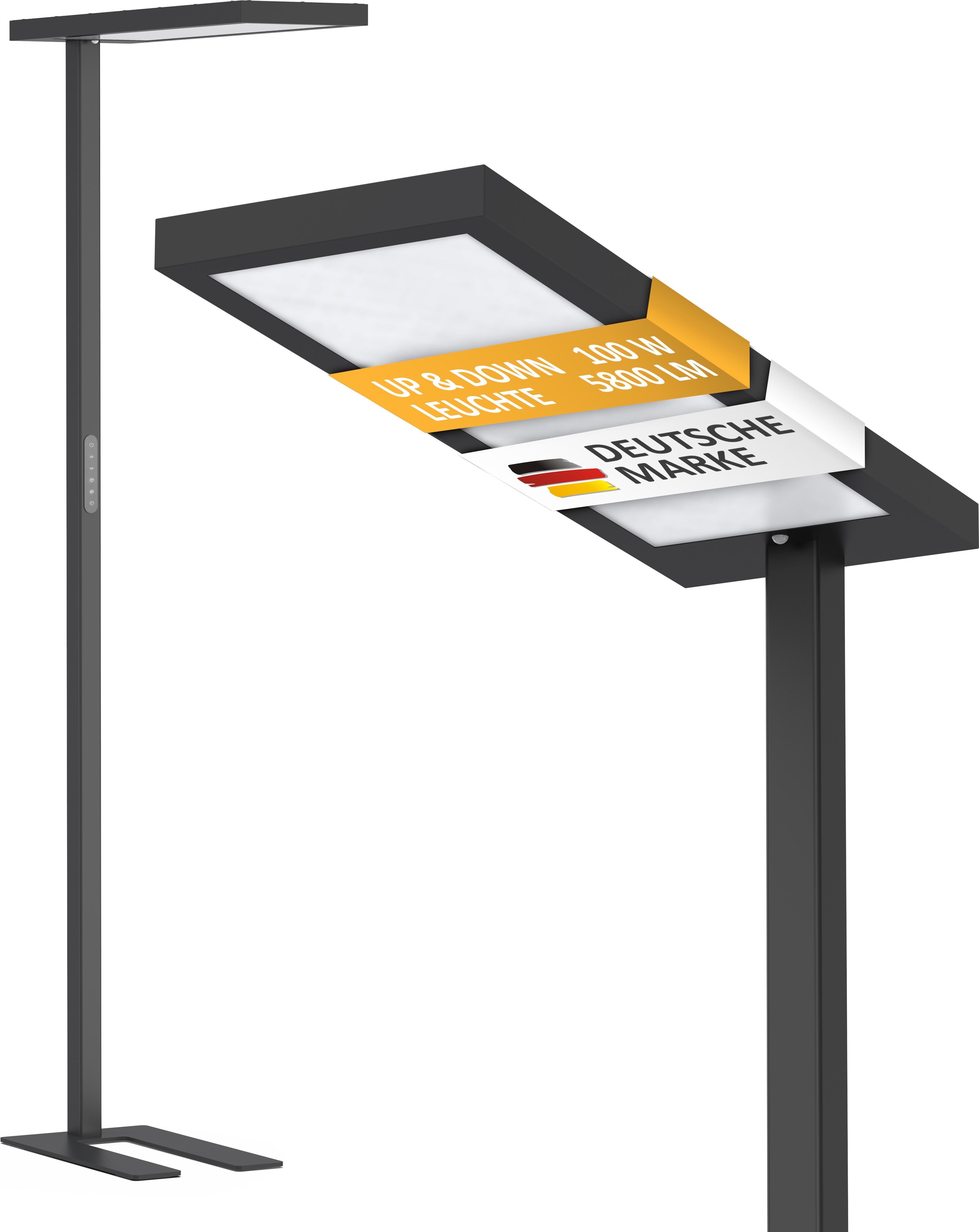 Northpoint LED Stehlampe Bürolampe 100W mit Bewegungsmelder Tageslichtweiß dimmbar Timer schwarz