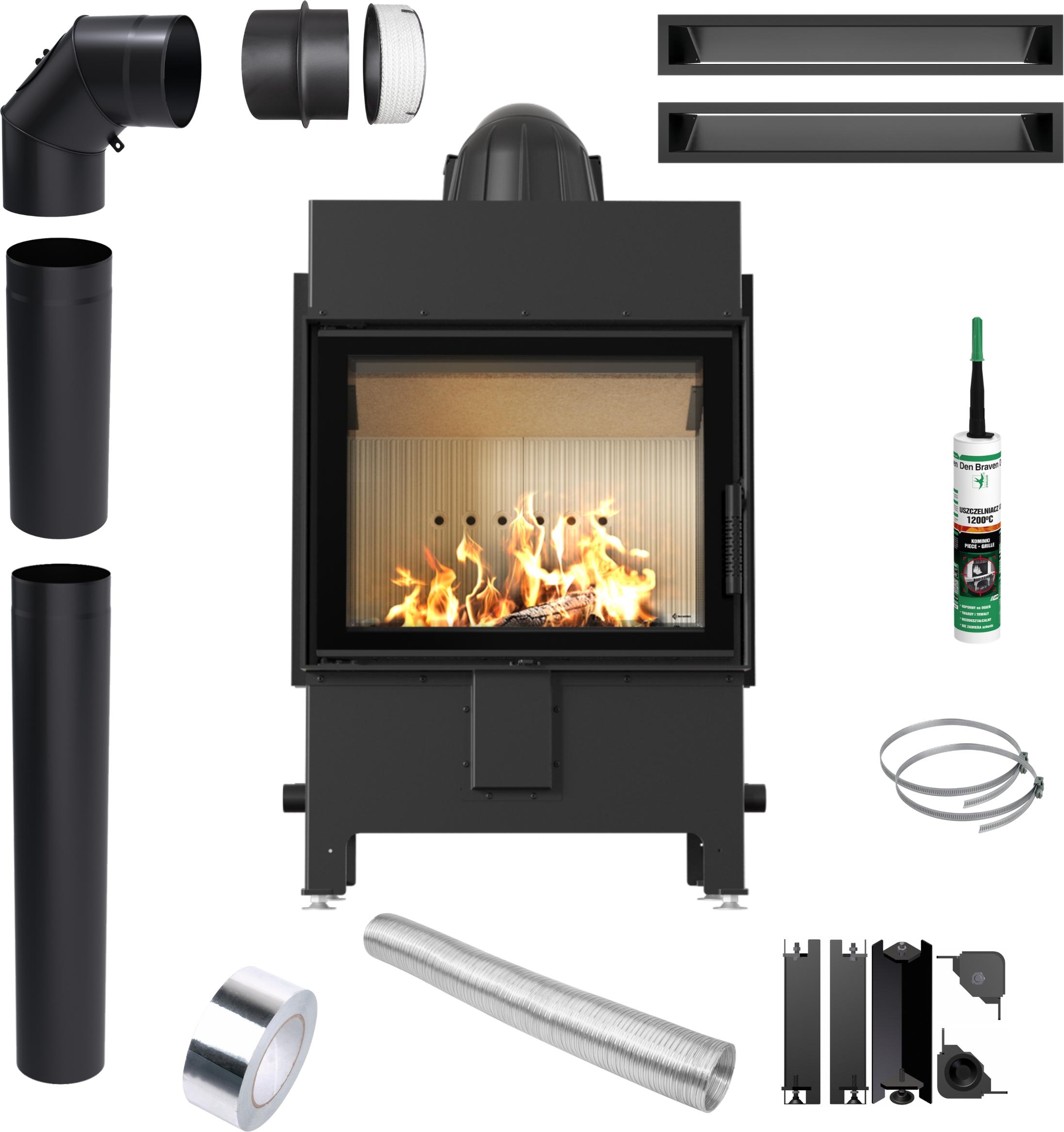 Kamin KRATKI LUCY 12 kW fi 200 Ecodesign-Set mit Rohren Luft