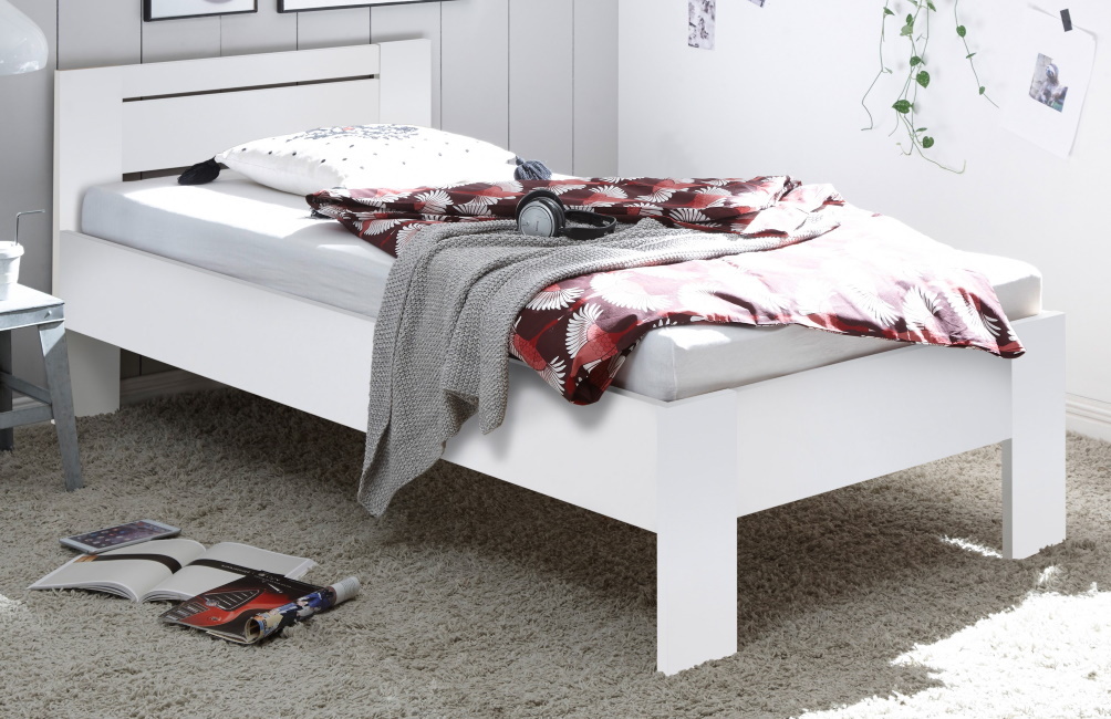 Einzelbett 90x200 Bett weiss - (4247)