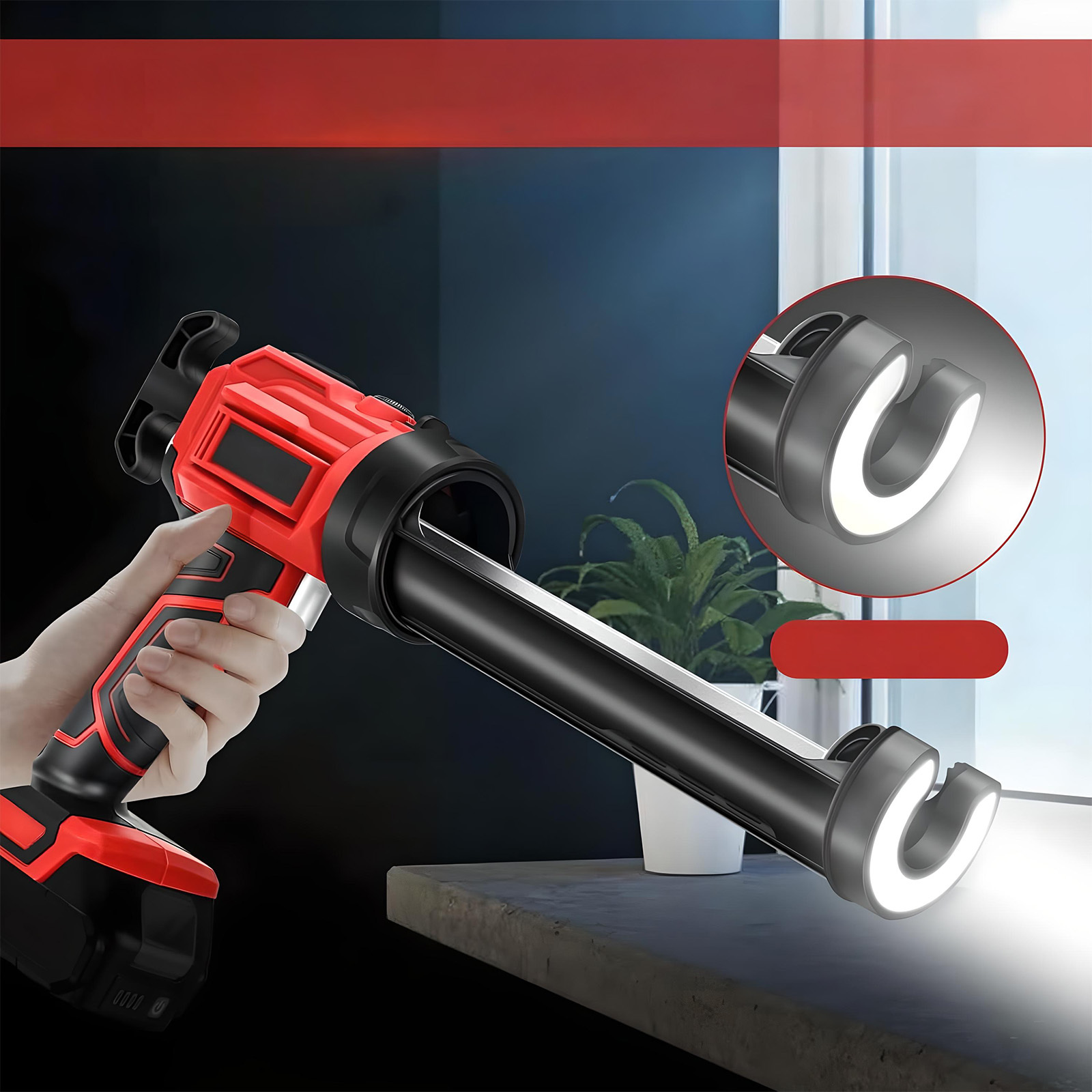 HDeye LED Electric Caulking Gun (Red) – Battery Not Included HK-0597