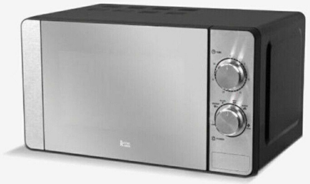 ROYAL SWISS 20 L Mikrowelle Auftaufunktion Pizzafunktion Timer 6 Stufen schwarz Silber 700W