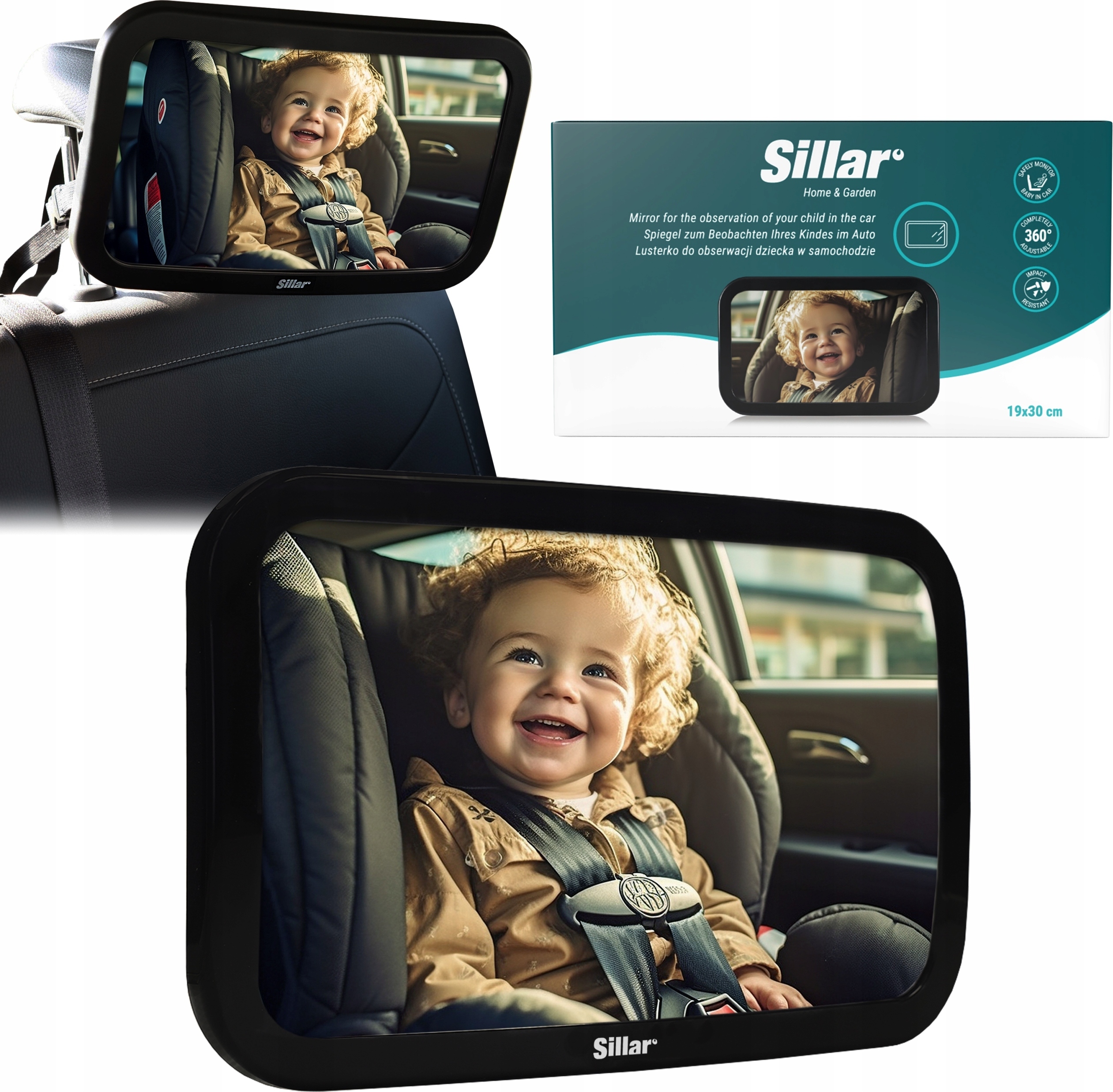Kinder Autospiegel Mit LED-Beleuchtung - 360° Drehbarer Rückspiegel Für Mehr Sicherheit Auf Der Rückbank