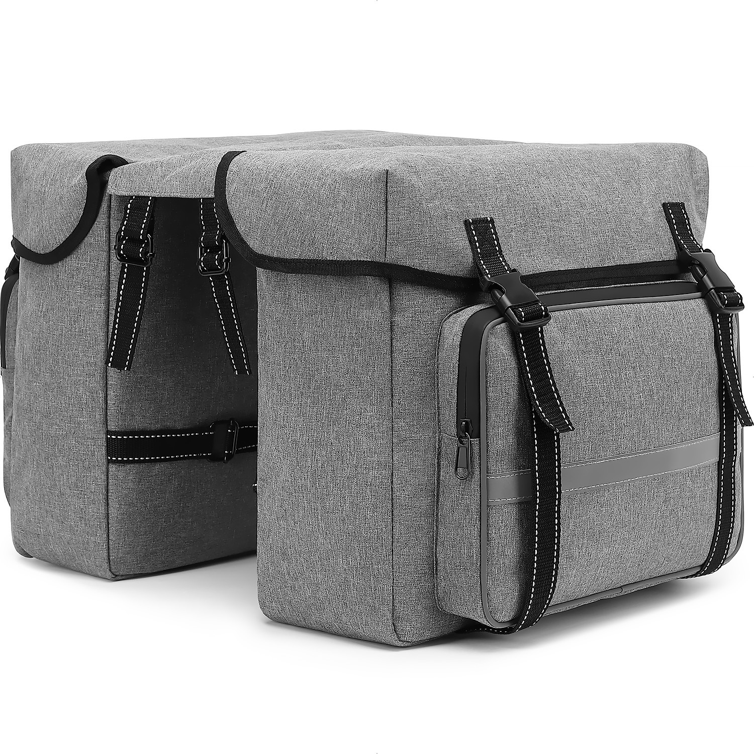 JXFUKAL Bicycle Pannier Rack Bag, 7L/12L Waterproof Bicycle Bags for Pannier Rack, E-Bike, Cycling, Reflective Carry Bag and Adjustable Cord for Outdoor Commuter Travel with Rain Cover