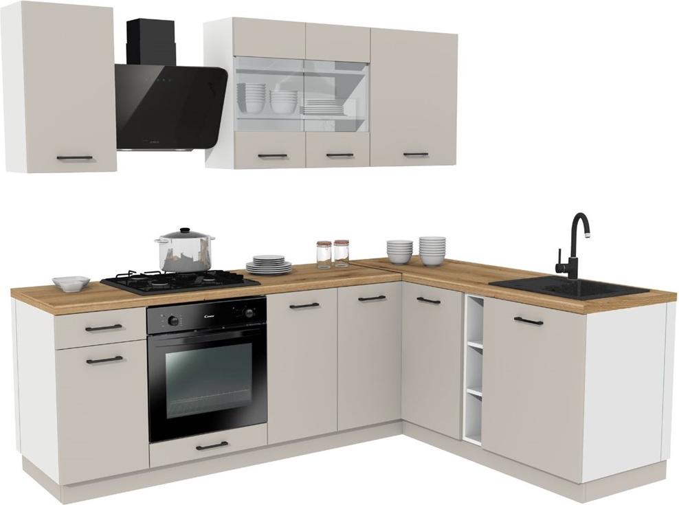 3E 3xE living.com Kchenmbel, Kaschmir / Eiche Evoke, 240 / 180 x VERSTELLBAR x 48,5 cm M-MP-MK-VARIO-240x180/Z1-KASZ/EVOKE