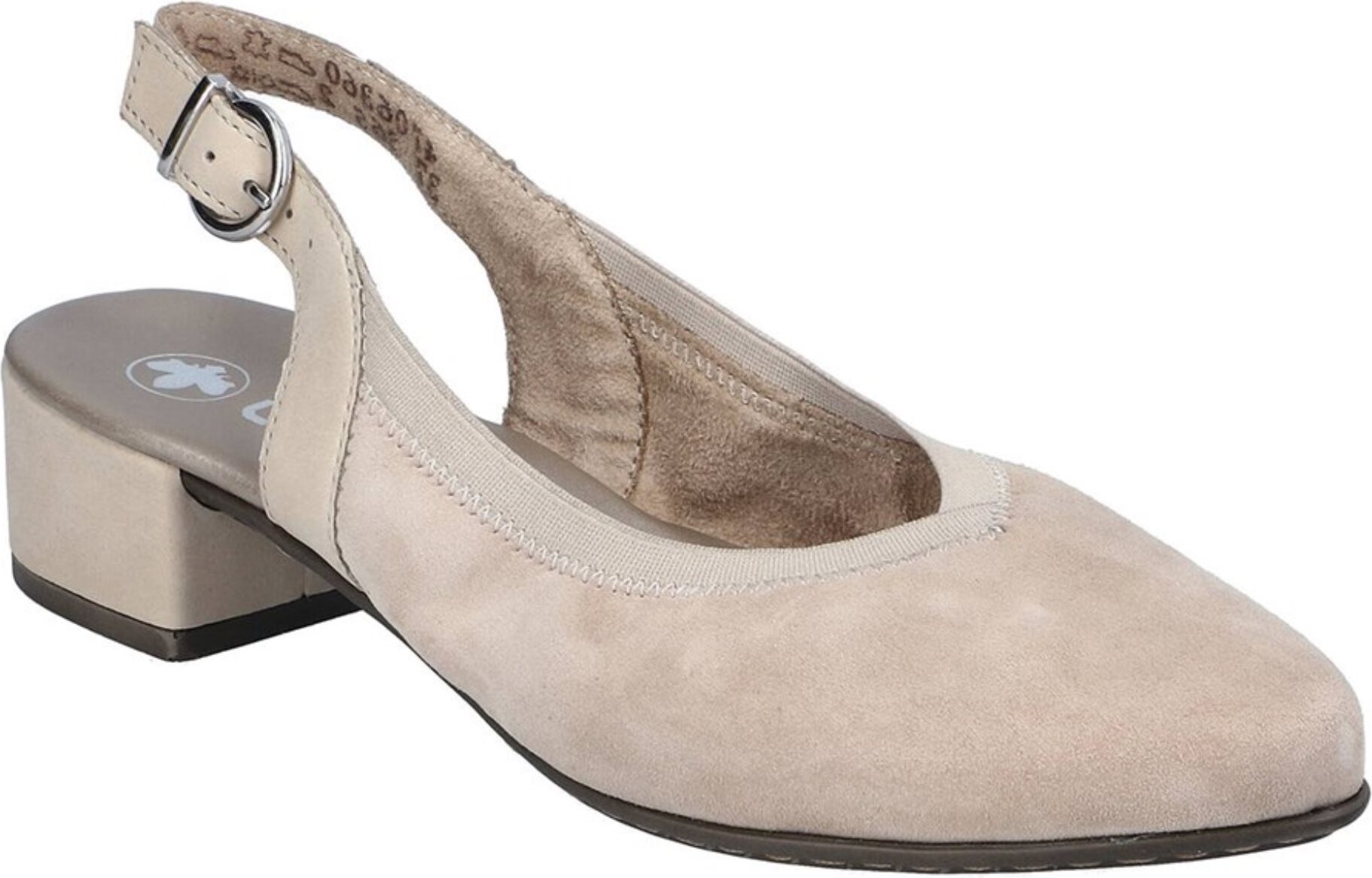 Rieker elegante Damen Schuhe beige, 4 cm Absatz, Riemenverschluss, offene Ferse 4706360