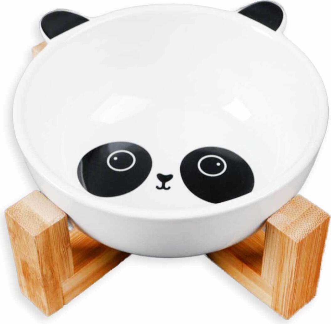 Monkimau Hundenapf Katzennapf aus Keramik erhöht mit Panda Motiv Futternapf Fressnapf Napf, 850ml 7577