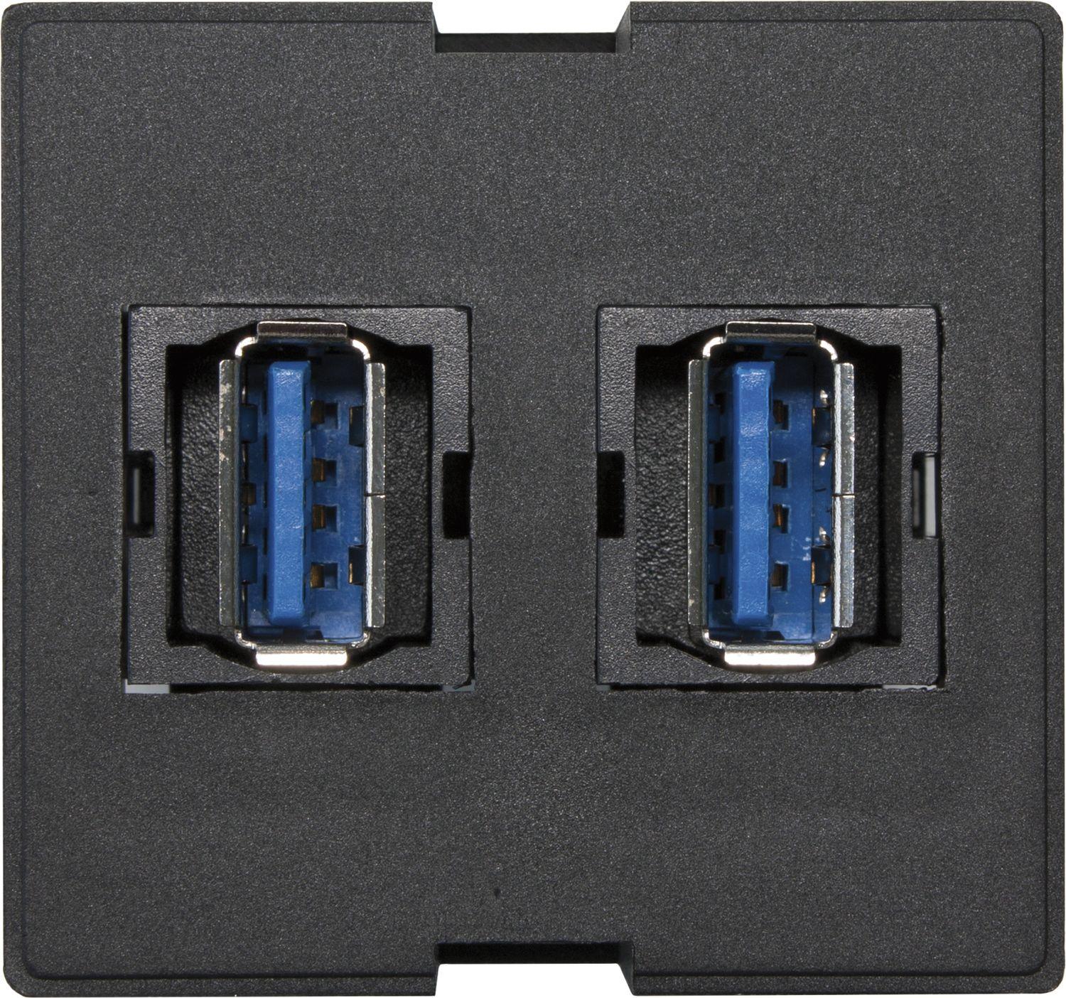 Evoline Wechselmodul 2x USB 3.0 Typ A Buchse vorne und hinten Kunststoff schwarz 1599 0330 0800