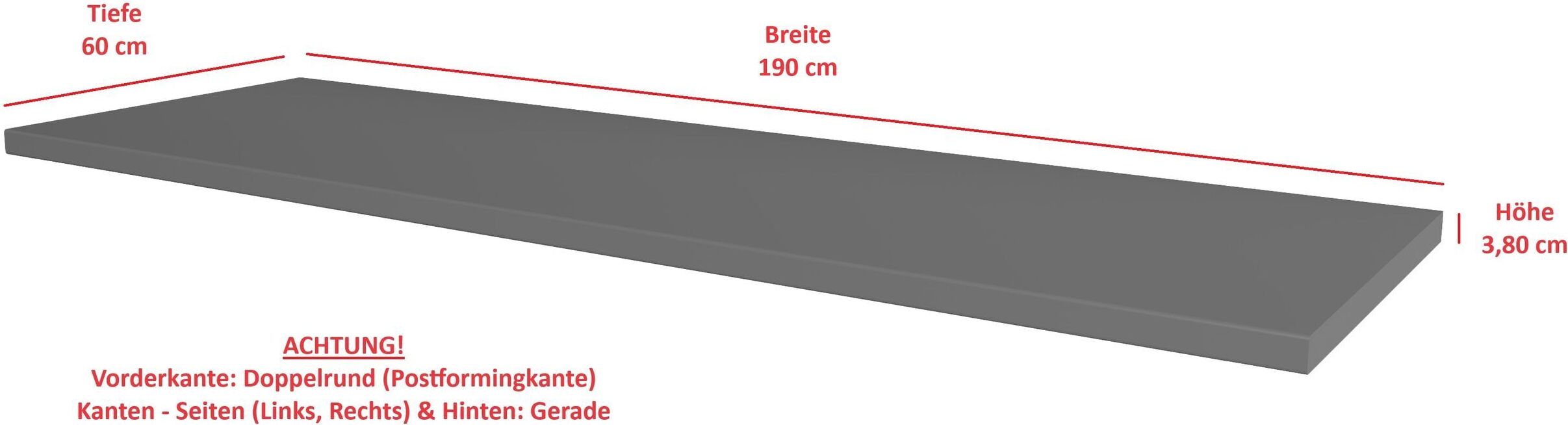 Küchenpreis-Bombe Arbeitsplatte 190cm 38mm Anthrazit matt Küche Nessa Scandi Old Style Ava-AR Luna