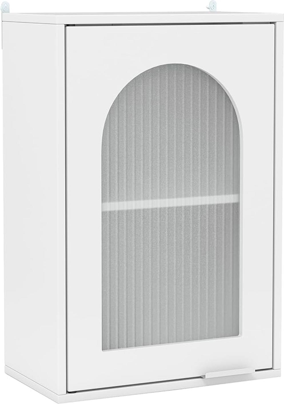 GIANTEX Badezimmerschrank mit verstellbaren Einlegeböden, Tür aus gehärtetem Glas, Metallgriff, Wandschrank für Hautpflegeprodukte, 35 x 20 x 52,5 cm, weiß