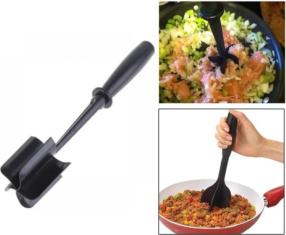 Markenlos LATRAT Fleischstampfer, hitzebeständiger Fleischzerkleinerer, Stampfer und Zerkleinerer für Hamburgerfleisch, Rinderhackfleisch, Fleisch- und Lebensmittelstampfer