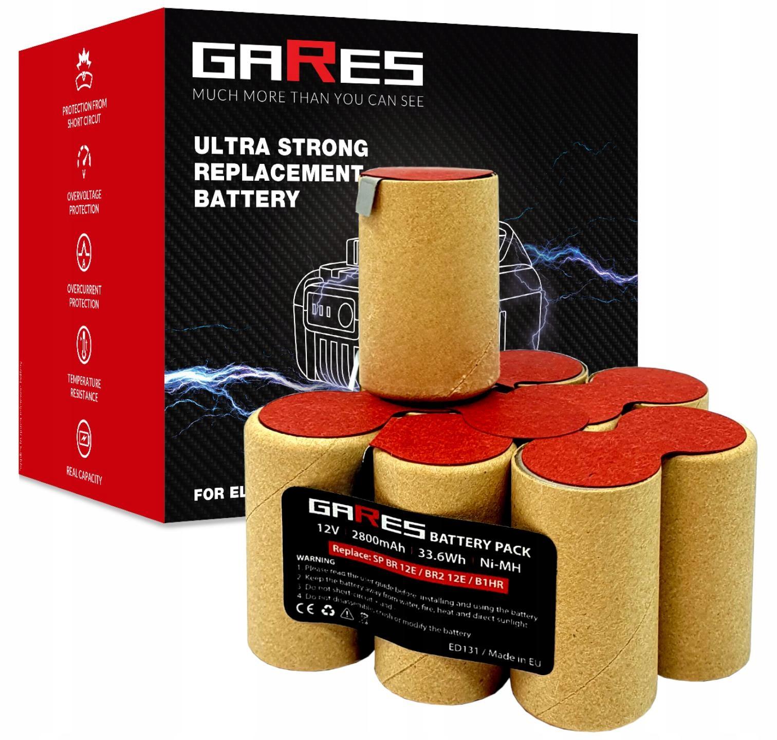 Gares Akkupack zum Zellentausch für SPARKY Ni-MH | 12 V 2.8 Ah Inny | Ersatz-Zellenpack für Werkzeugakkus | Profi-Qualität Gares® ED131-12-28-SP