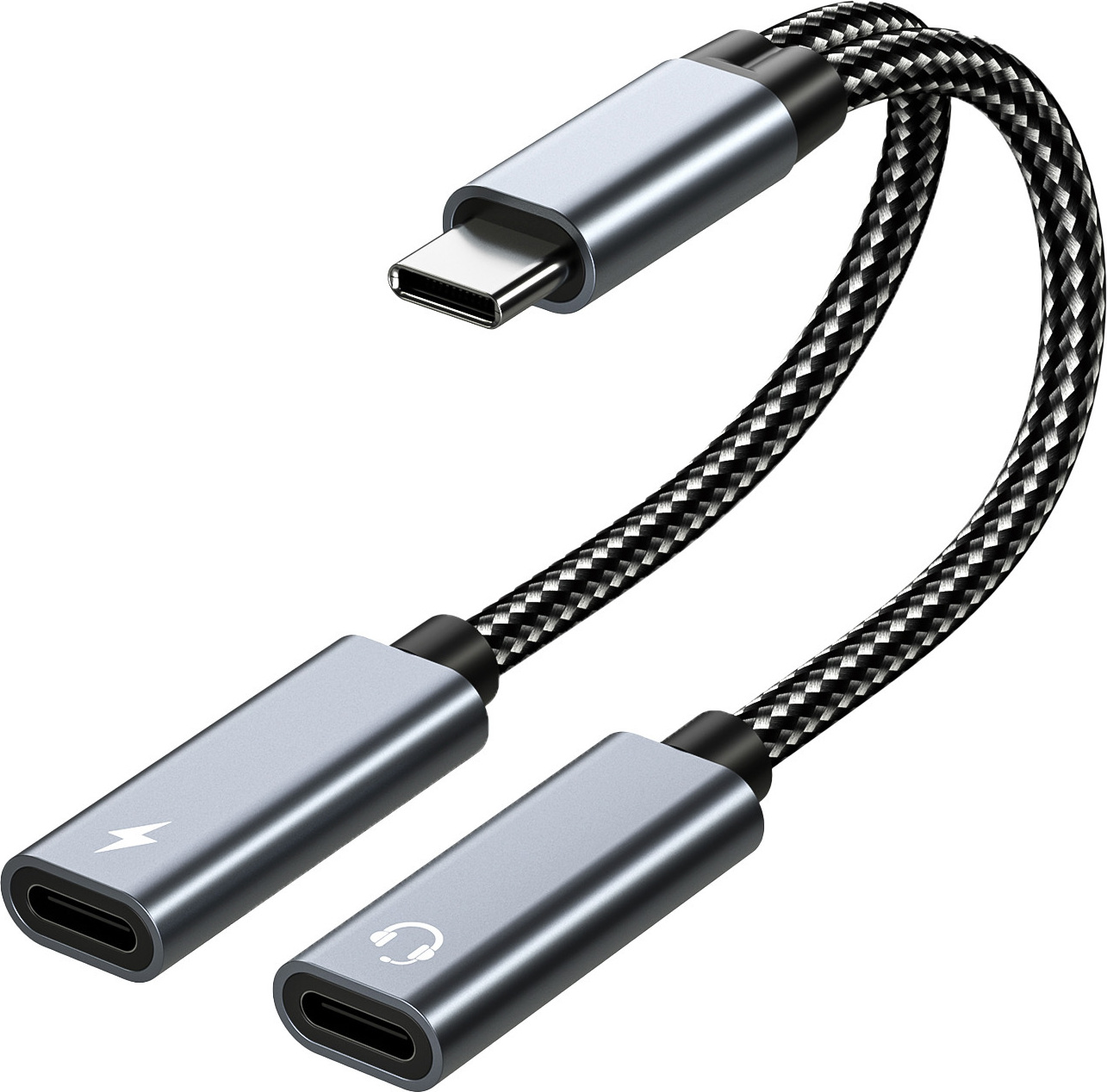 MMOBIEL Dual USB-C Splitter Kopfhörer Adapter und Laden - 16 Bit / 60W 2-in-1 Splitter 13525-MMOBIEL