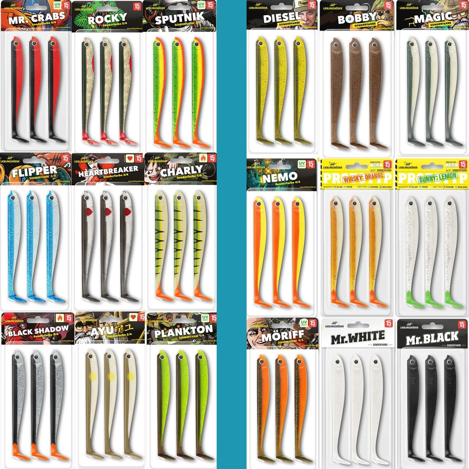 Lieblingsköder 15cm - 3 Gummifische, Farbe Lieblingsköder:Mr. Black GU0150LAMB