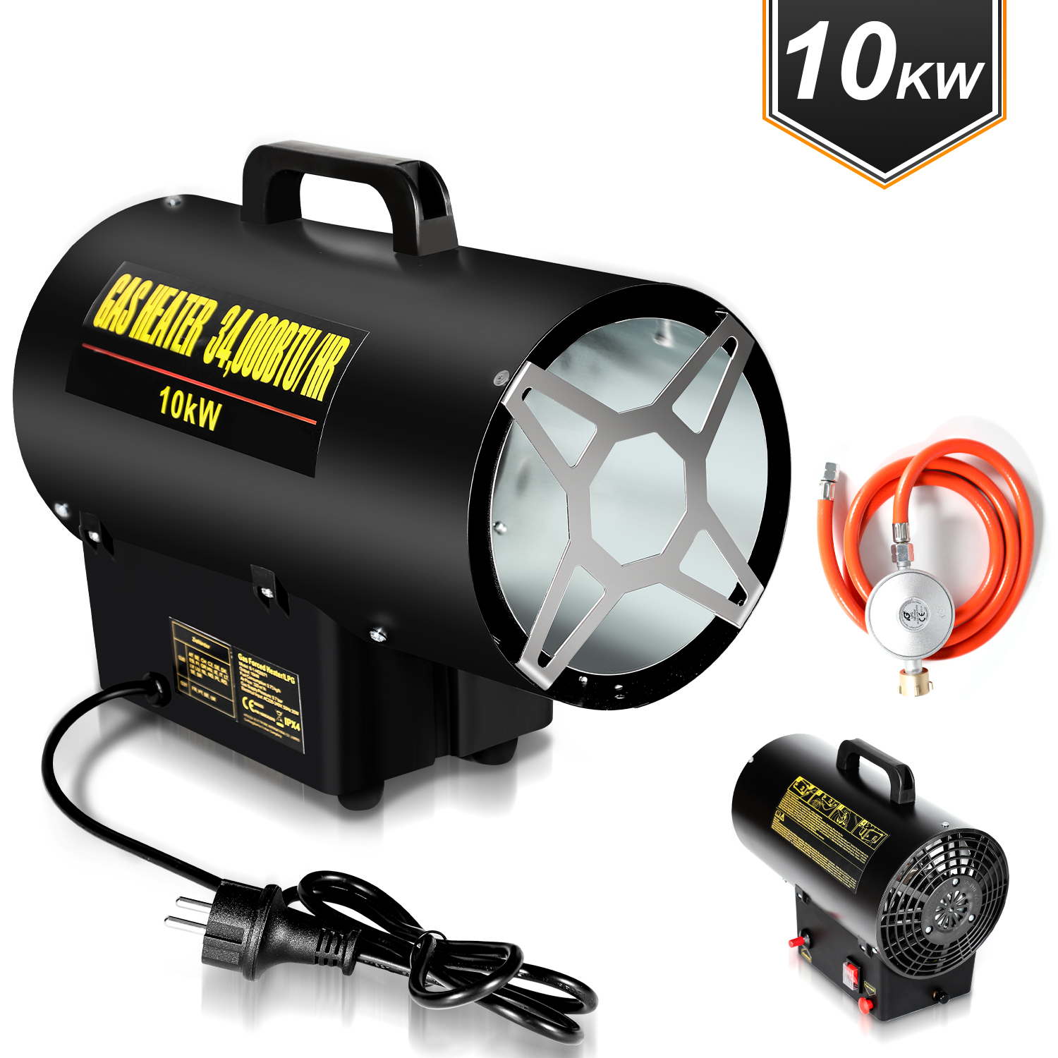 TolleTour plynový ohrievač dúchadlo plynový ohrievač plynový ohrievač ručné zapaľovanie plynová pištoľ 10000W pre 150㎡ dielne, cestné mosty, železničné letiská údržba strojov