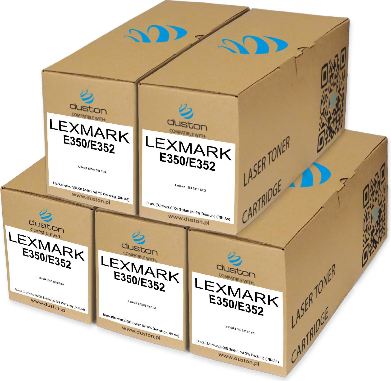 5x E350/E352, E352H11E Tonerová kazeta do tlačiarne čiernej farby kompatibilná s Lexmark E350 E351 E352
