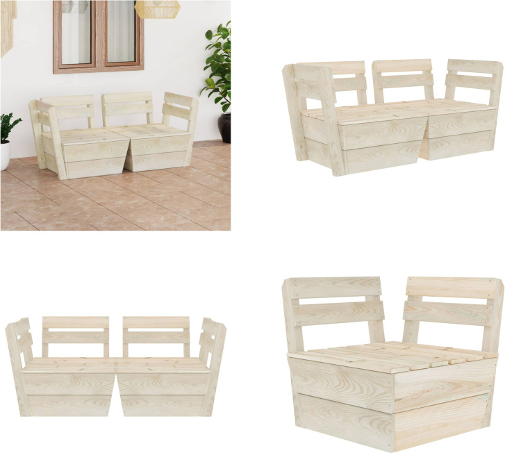 vidaXL Záhradná 2-miestna pohovka z paliet Impregnované smrekové drevo - Pohovka z paliet - 2-miestna pohovka - 2-miestne pohovky