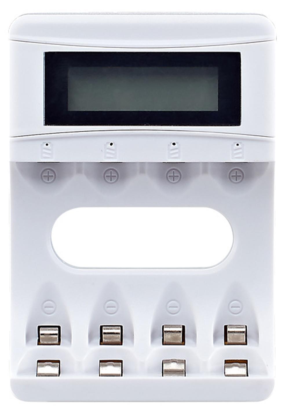 Lixada 4-fach-Akkuladegeraet mit LCD-Display fuer AA AAA Ni-MH-Akkus, intelligentes Akkuladegeraet, USB 2A, Schnellladung