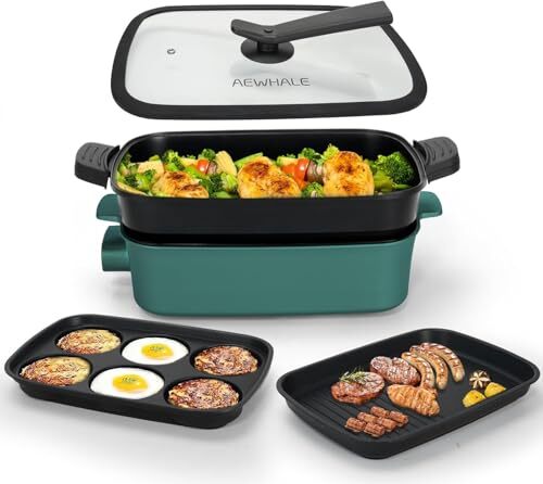 multifunkčná panvica 3 v 1 Elektrický gril, veko, 1500 W nepriľnavý povrch, odnímateľný povrch a chladné dotykové rukoväte, palacinky, p