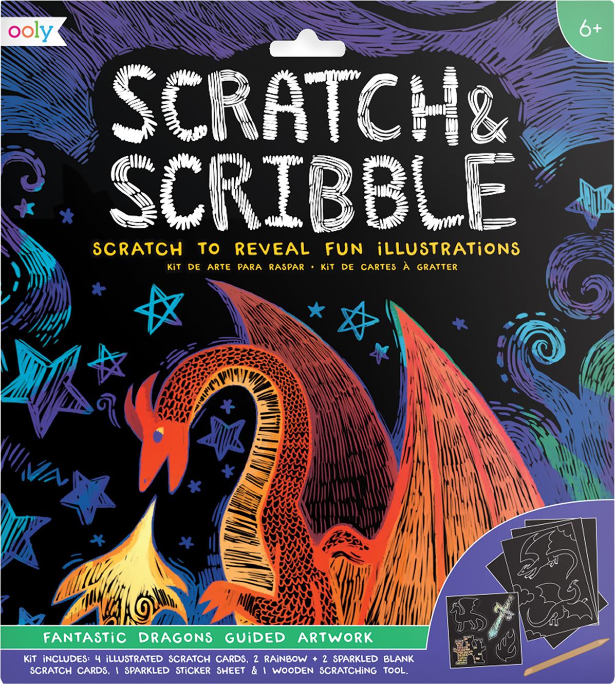 Ooly Scratch Art Kit Fantastic Dragons - Kreative Kratzkarten Set 161-026