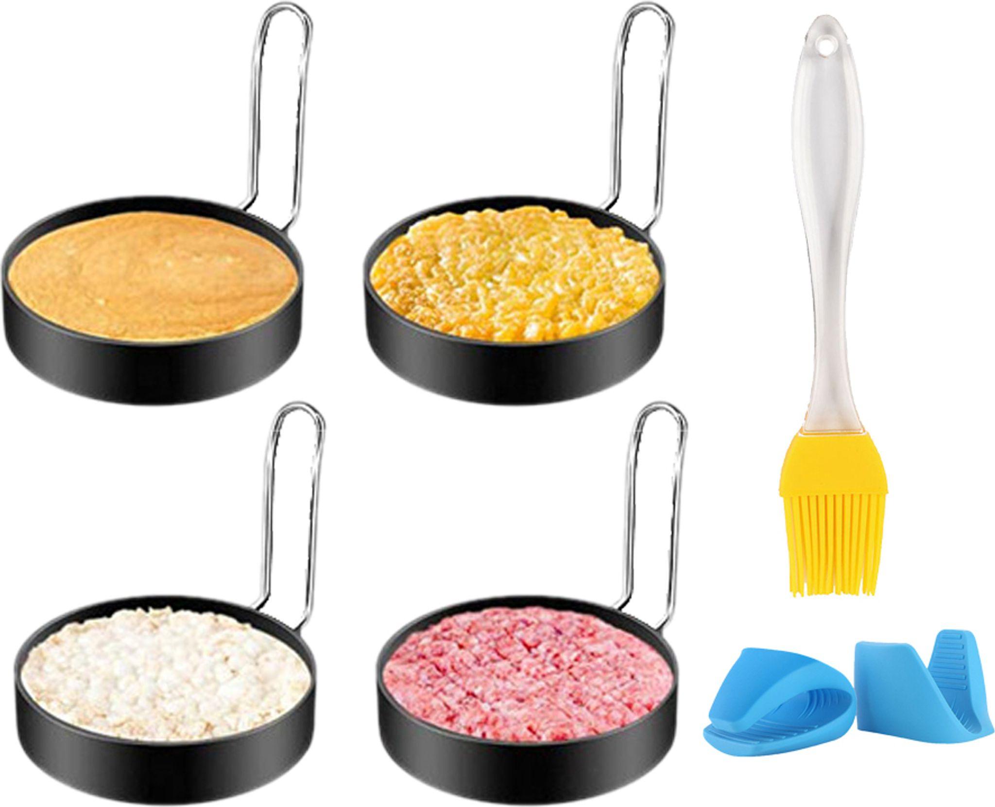 BundiGlassware 4 stk Edelstahl Spiegeleiform Pfannkuchen Ring Omelett Form Ei Ring Spiegeleiform Eierringe für Spiegelei Pfannkuchen Omeletts Braten BGML251122KF27