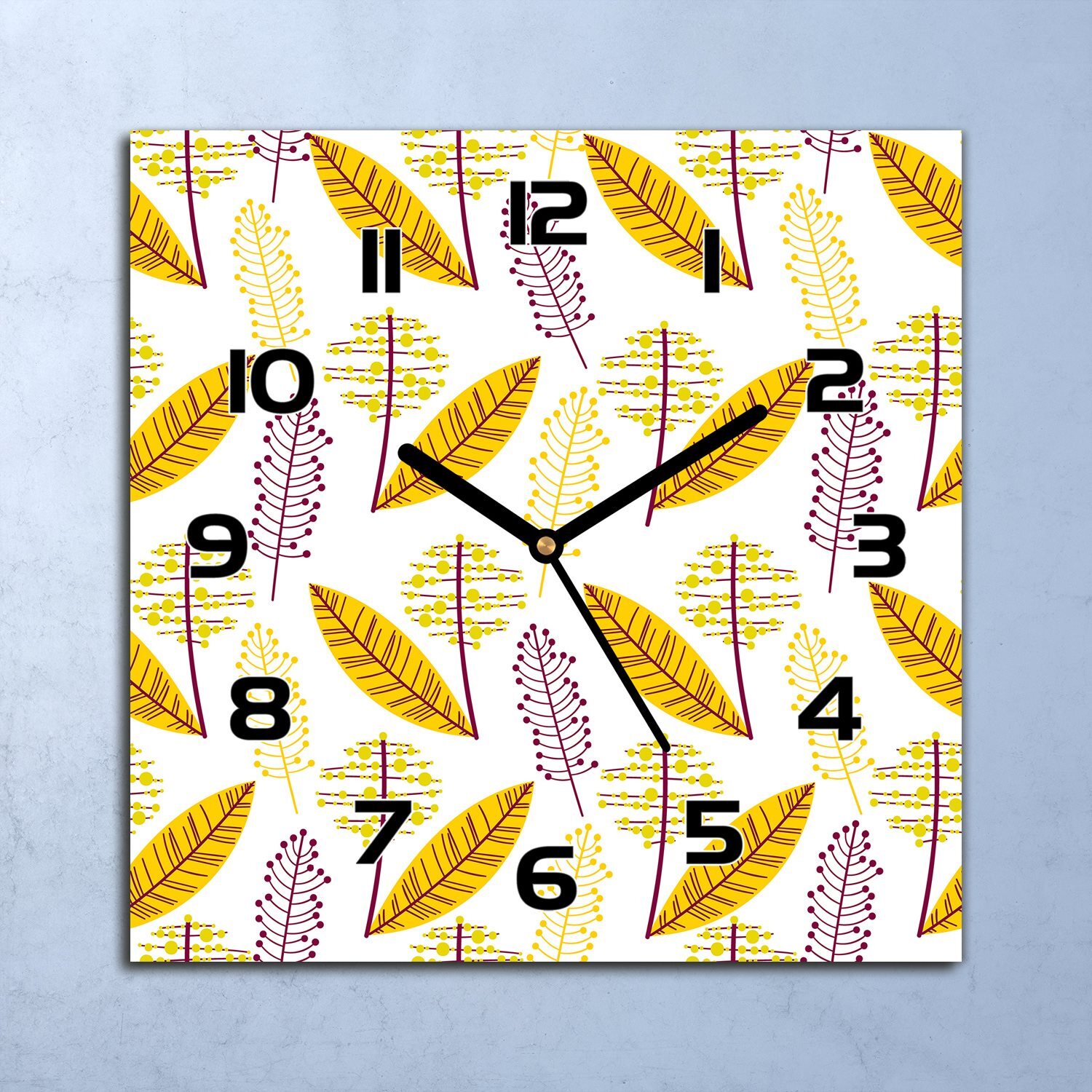 coloray Wanduhr Echt-Glas-Küchenuhr Vektorgrafik Quarz Lautlos 30x30 Deko Bilder zsk-black-30x30-lenarte-146