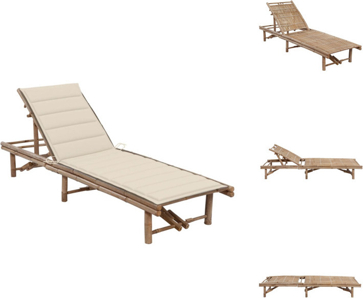 vidaXL Záhradné lehátko s bambusovým vankúšom - Lehátka