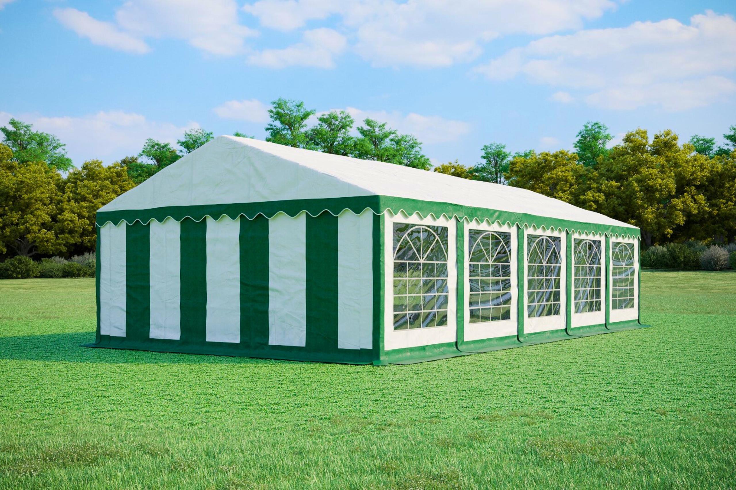 Pártystany-Jiín s.r.o. Gartenparty-Zelt 5x10m - PVC Standard Feuerfest - Grün und Weiß
