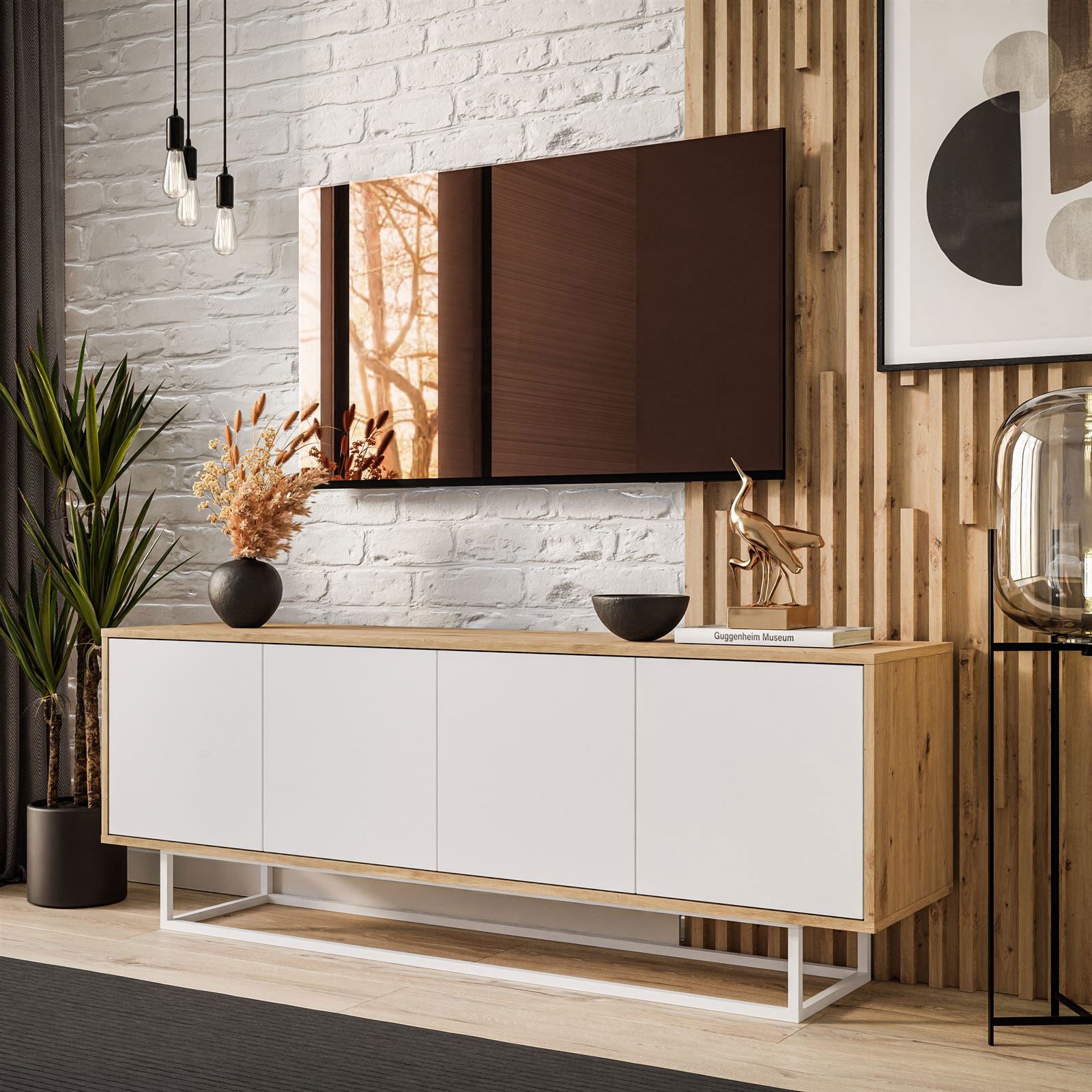 TV-Schrank SANAYI II Artisan Eiche, Artisan Eiche / Weiß