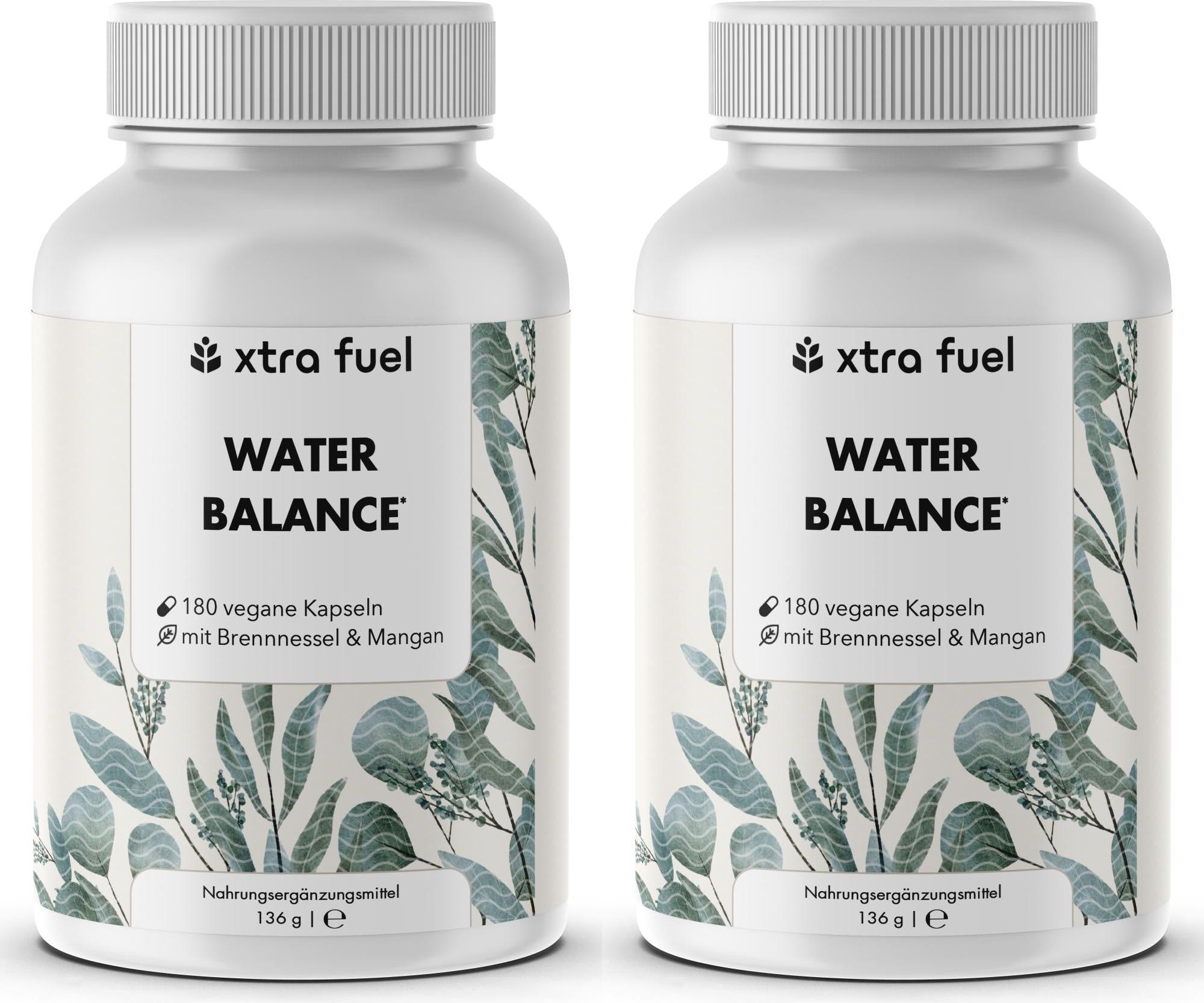XTRA FUEL Water Balance - 5-in-1 Nährstoffkomplex für Elektrolytgleichgewicht & leichte Beine* – 2x Dosen (360 Water Balance Kapseln)