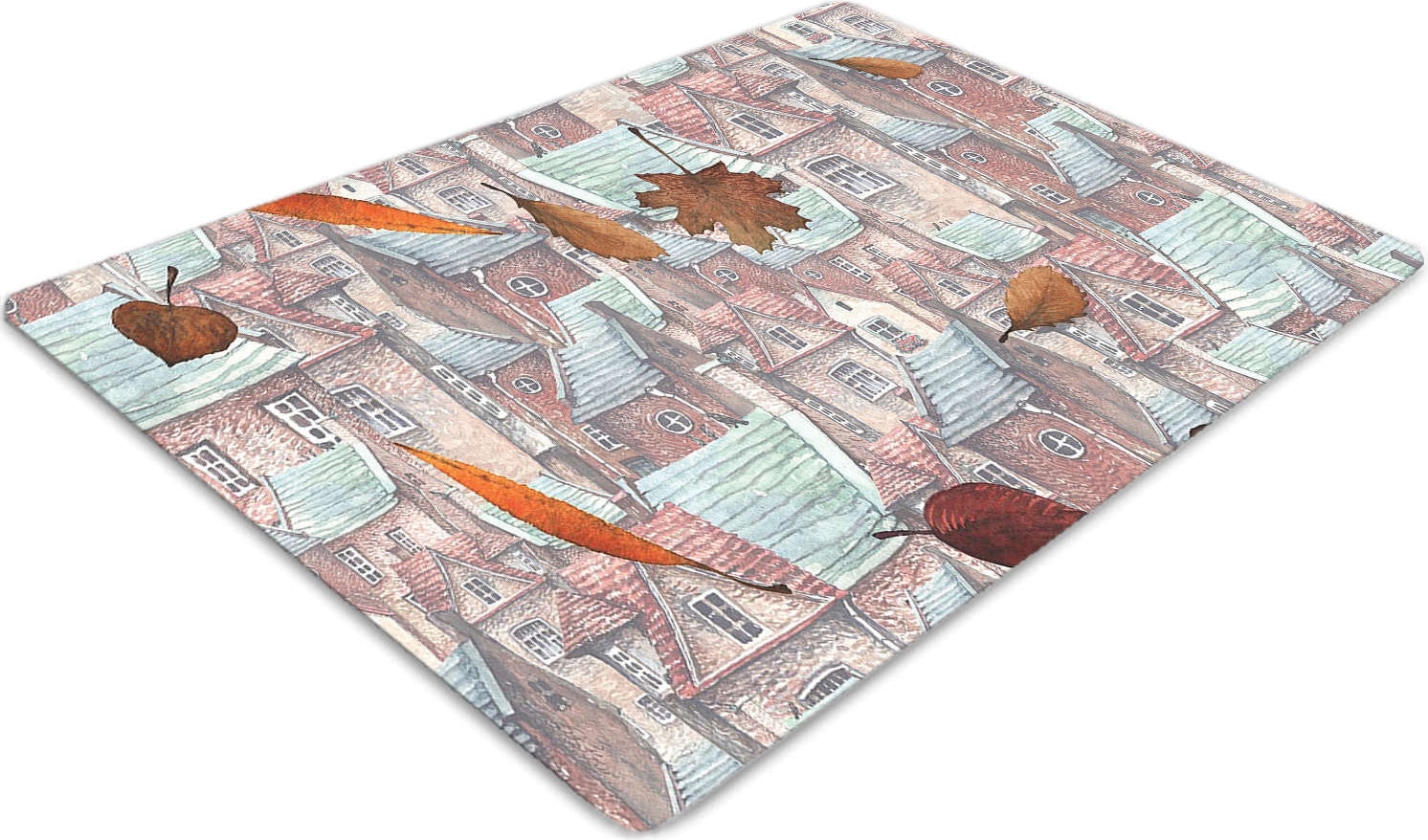 Podlahová ochranná podložka - Ochranná podložka pod stoličku - Podlahová podložka - 100x70 cm - Jesenné mesto.