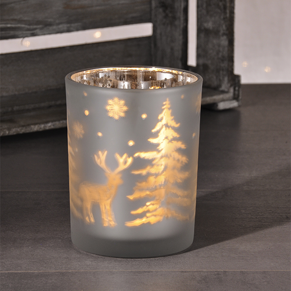 Haushalt International Glasvase m. LED Kupferlichterkette g-10715