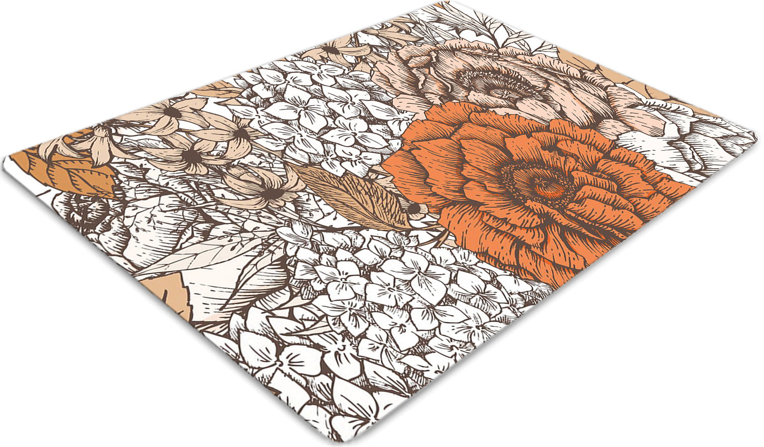 Podlahová ochranná podložka - Ochranná podložka pod stoličku - Podlahová podložka - 100x70 cm - Oranžové ruže