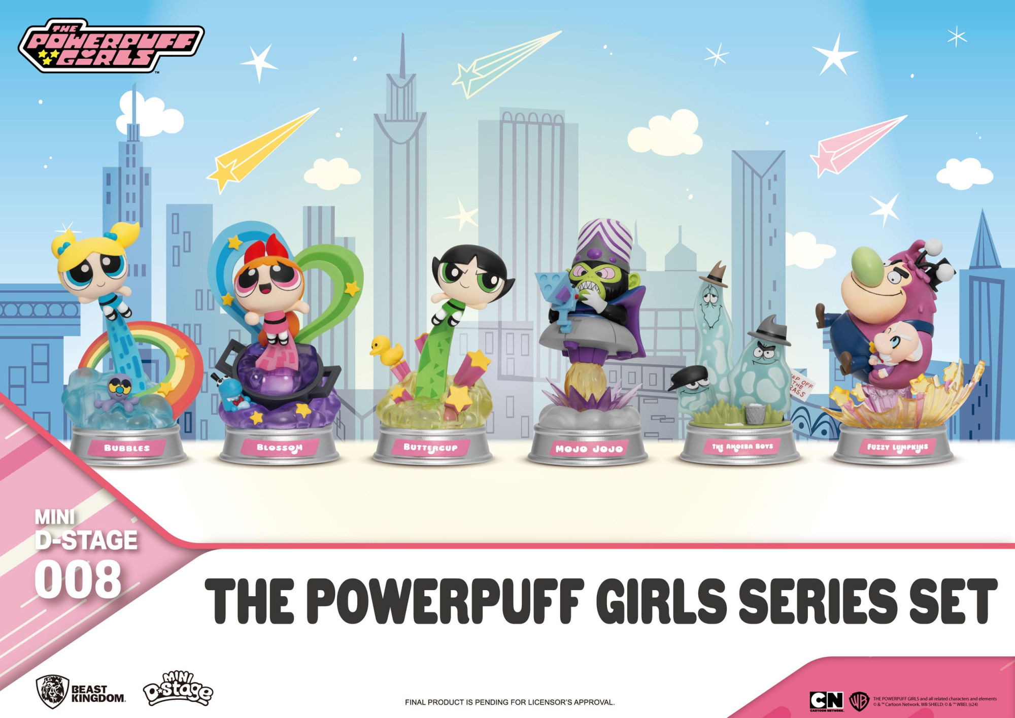 Beast Kingdom Toys The Powerpuff Girls Mini Diorama Stage Statuen The Powerpuff Girls Series Set 12 cm 646