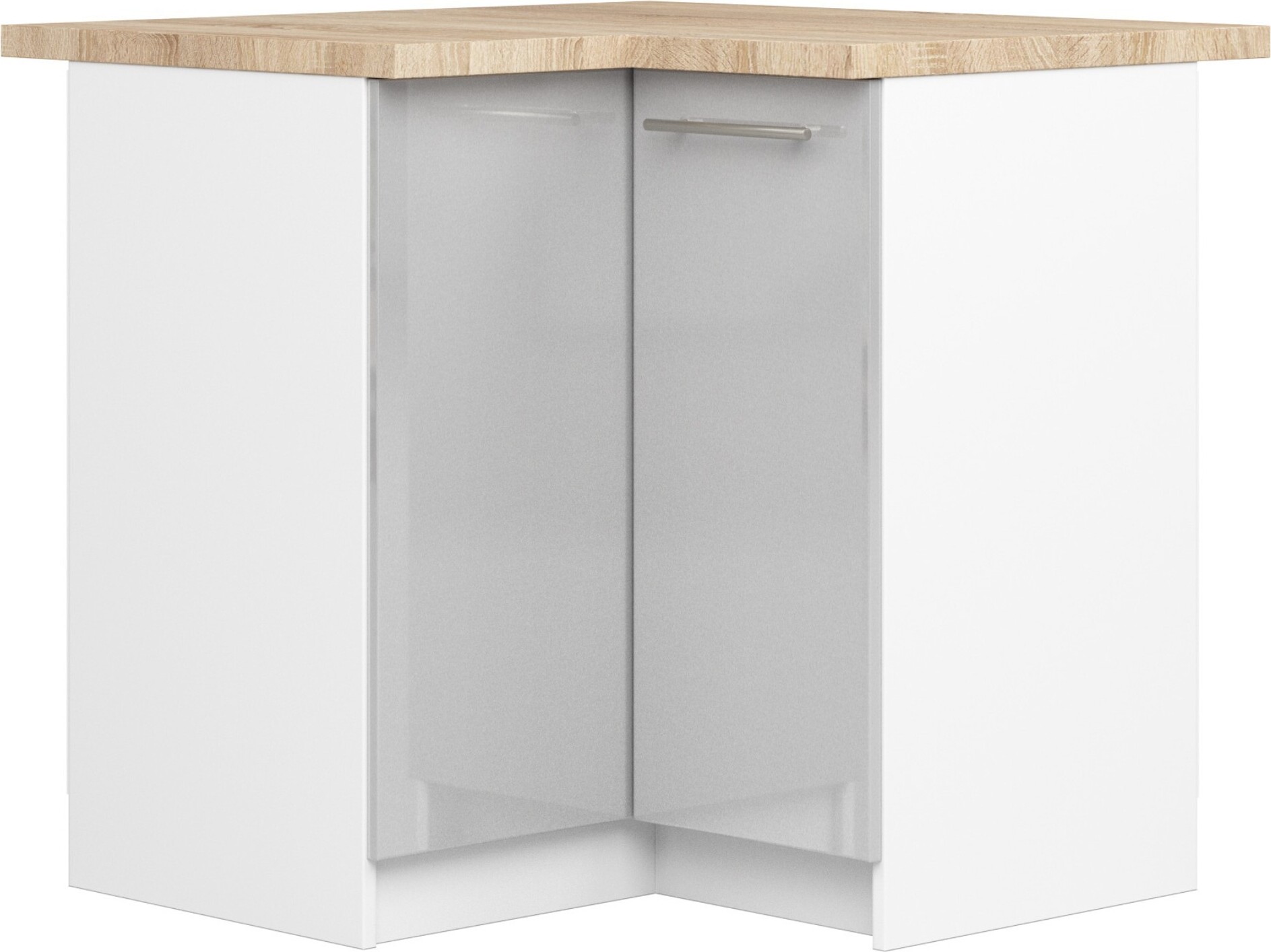 Küchenschrank AKORD OLIWIA S90 Weiß 90 cm Metallisch Glanz B90 x H85 x T46 cm KS0POLIBIAMETPOL010
