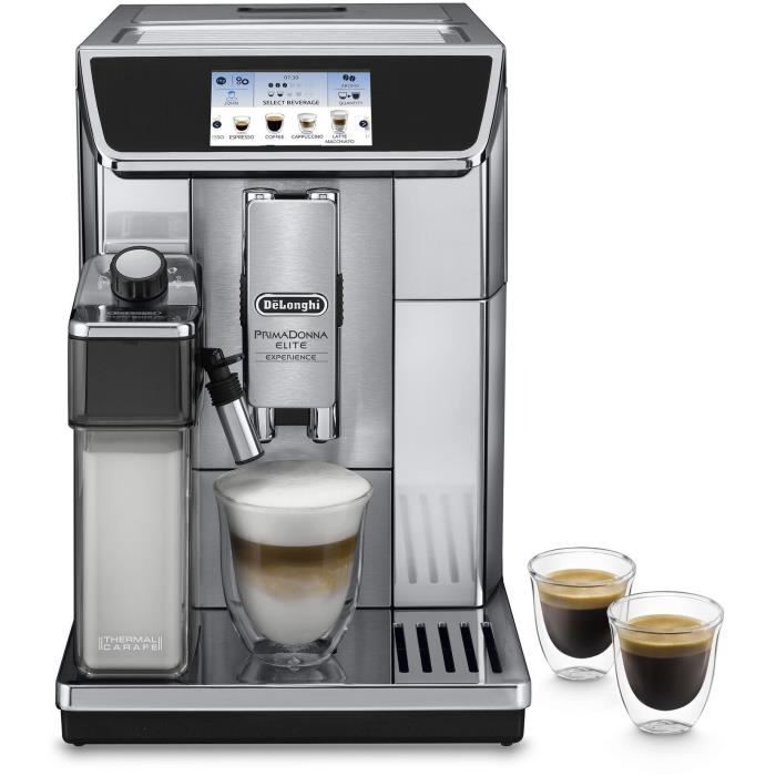 Plne automatický kávovar, DELONGHI PrimaDonna Elite Experience ECAM650.85.MS, sivý, konektívny, 4,3" TFT dotykový displej