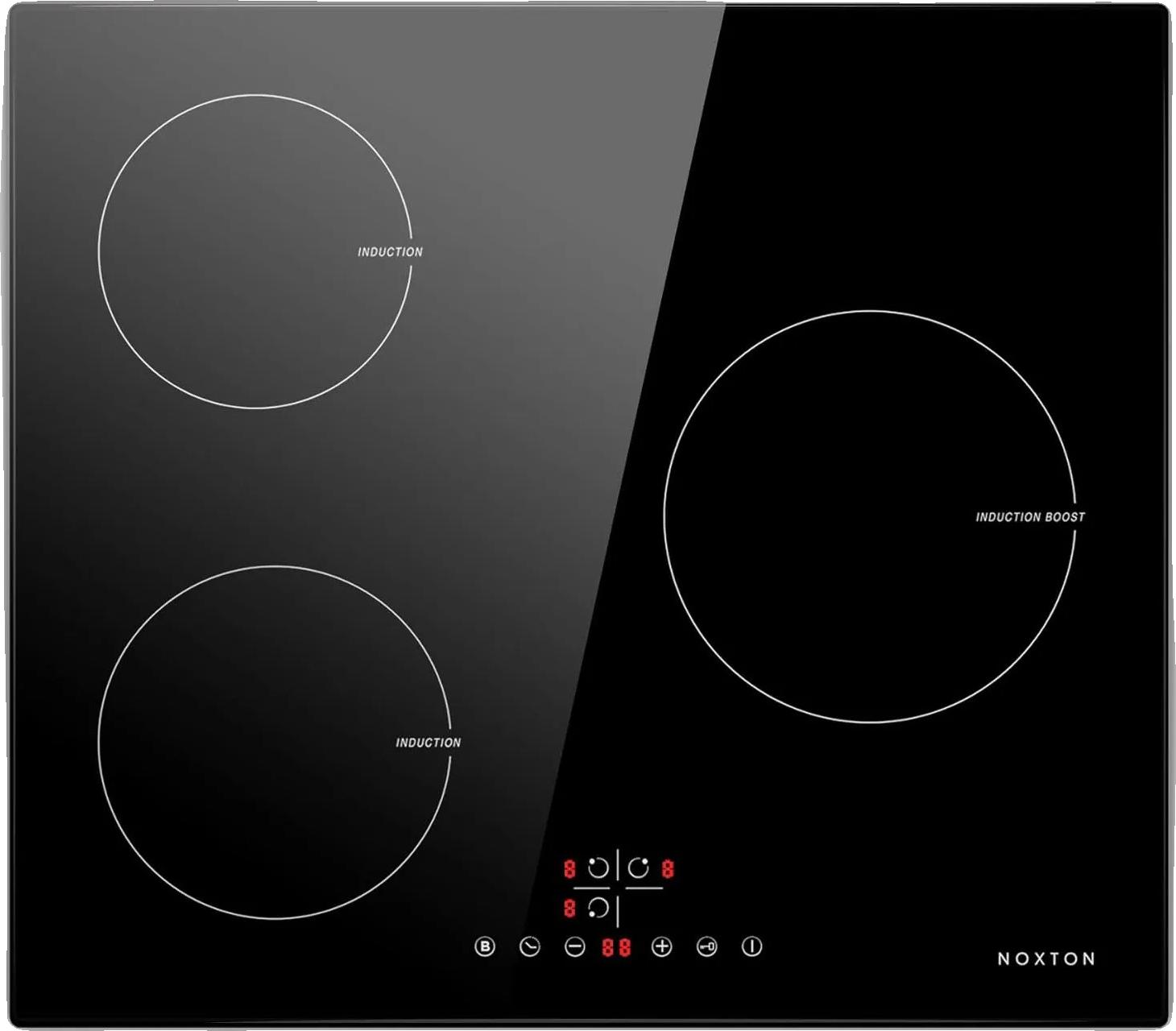 Indukčná varná doska, dizajn s 3 horákmi, užívateľsky prívetivé dotykové ovládanie, senzorové dotykové ovládanie