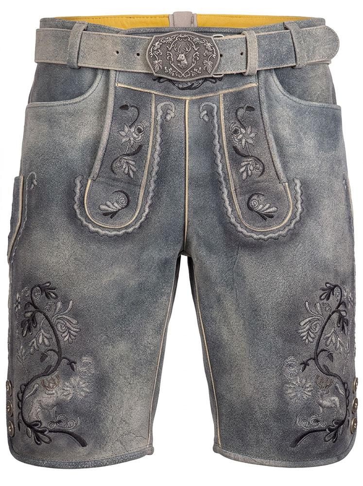 Maddox Lederhose kurz Fleesensee rauch antik 48